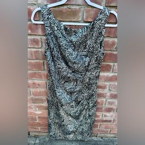 Maggy London ruched midi dress sleeveless satin EUC SIZE 12